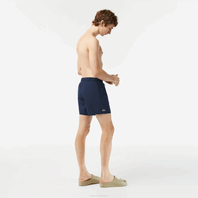 Men Lacoste V0ZN536 Navy Blue Green 802 Light Quick-Dry Swim Shorts - Image 3
