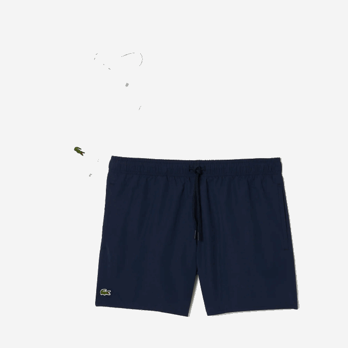 Men Lacoste V0ZN536 Navy Blue Green 802 Light Quick-Dry Swim Shorts - Image 6