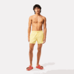 Men Lacoste V0ZN539 Yellow Green 7SH Light Quick-Dry Swim Shorts