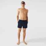 Men Lacoste V0ZN541 Navy Blue Black JB1 Light Quick-Dry Swim Shorts - Image 7