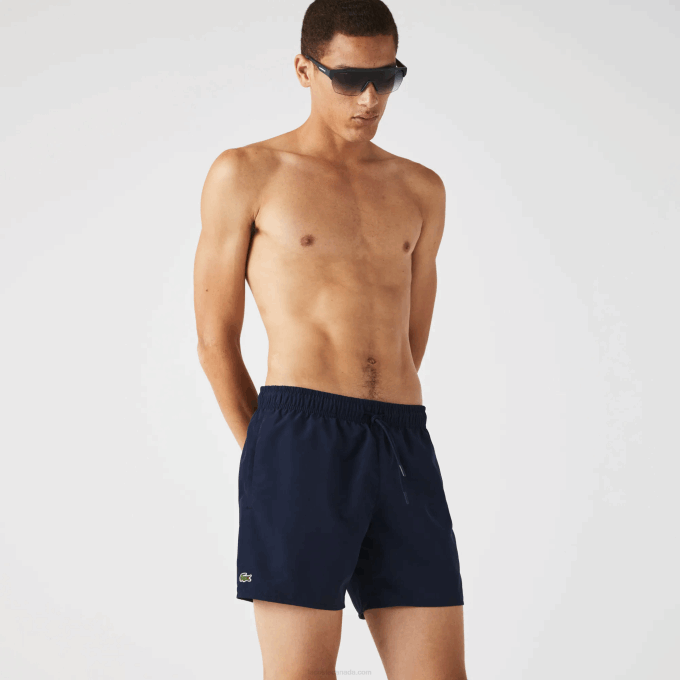 Men Lacoste V0ZN541 Navy Blue Black JB1 Light Quick-Dry Swim Shorts - Image 1