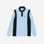 Men Lacoste V0ZN544 Blue Green FL3 Long Sleeve Organic Cotton Rugby Shirt - Image 3