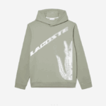 Men Lacoste V0ZN547 Khaki Green G21 Contrast Croc Hoodie - Image 4