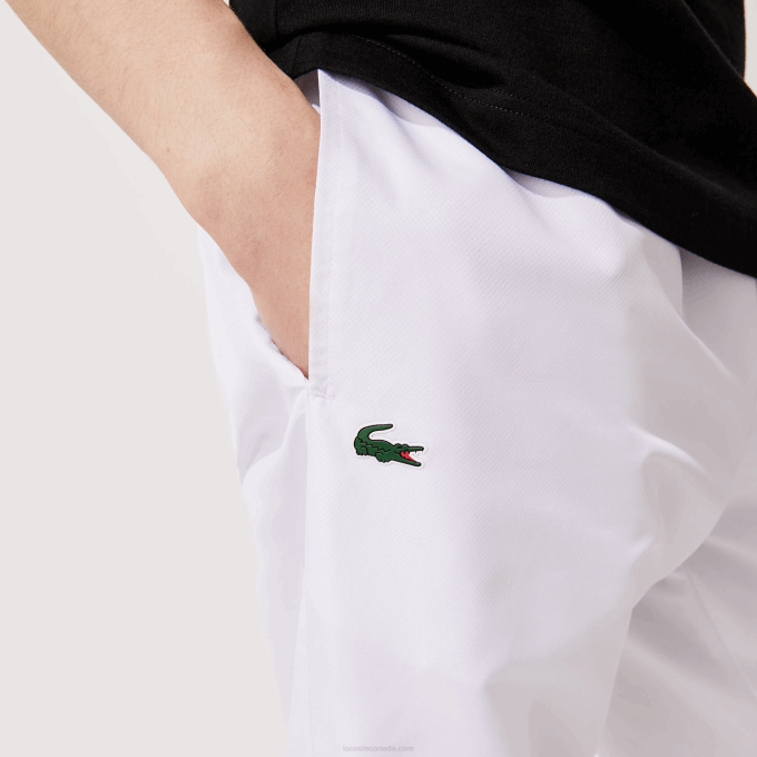 Men Lacoste V0ZN549 White 001 SPORT Lightweight Fabric Tracksuit Pants - Image 4