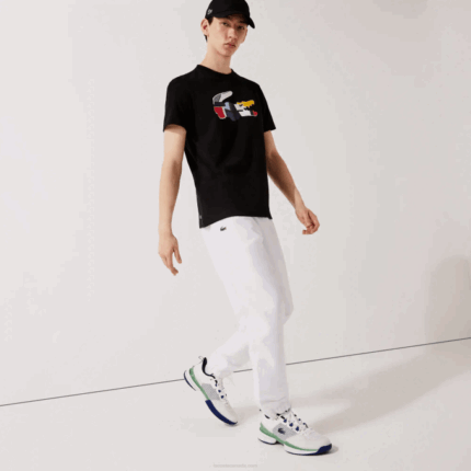 Men Lacoste V0ZN549 White 001 SPORT Lightweight Fabric Tracksuit Pants