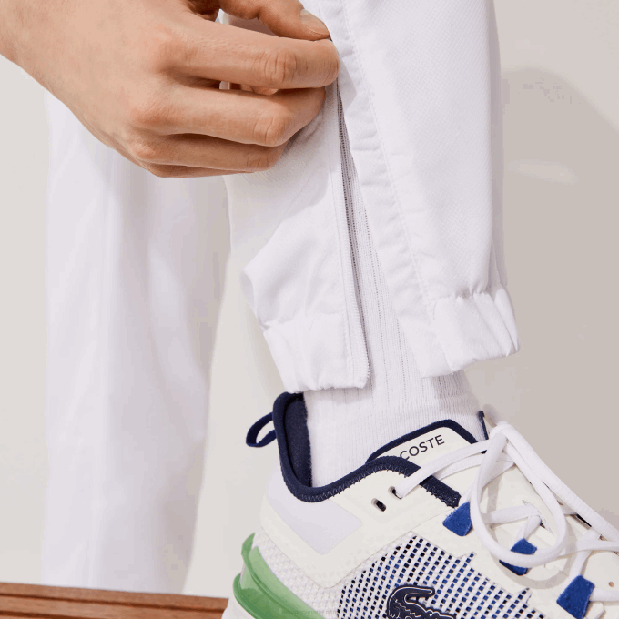 Men Lacoste V0ZN549 White 001 SPORT Lightweight Fabric Tracksuit Pants - Image 8