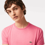 Men Lacoste V0ZN54 Pink 2R3 Crew Neck Pima Cotton Jersey T-Shirt - Image 2