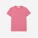 Men Lacoste V0ZN54 Pink 2R3 Crew Neck Pima Cotton Jersey T-Shirt - Image 4