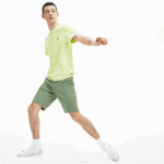 Men Lacoste V0ZN553 Green S86 Slim Fit Stretch Gabardine Shorts - Image 2