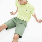 Men Lacoste V0ZN553 Green S86 Slim Fit Stretch Gabardine Shorts - Image 4