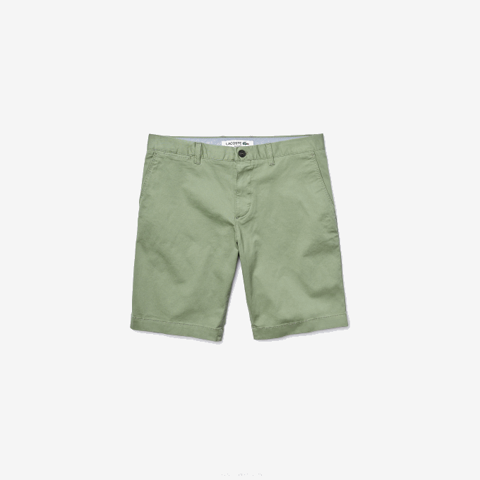 Men Lacoste V0ZN553 Green S86 Slim Fit Stretch Gabardine Shorts - Image 5
