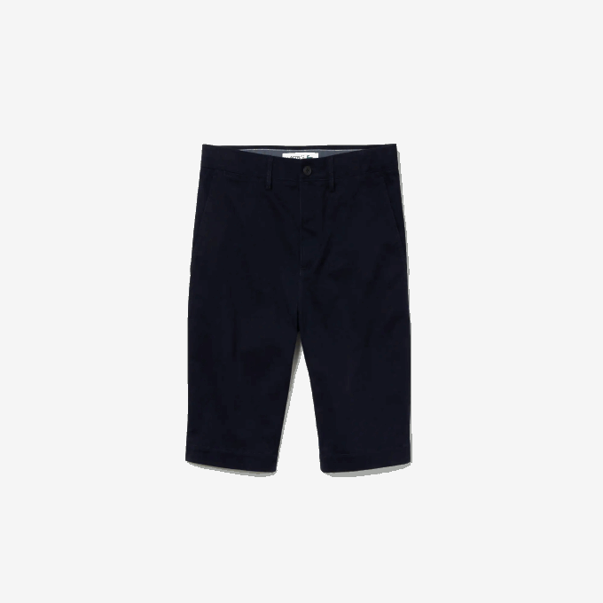 Men Lacoste V0ZN554 Navy Blue 166 Slim Fit Stretch Gabardine Shorts - Image 4