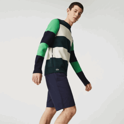 Men Lacoste V0ZN554 Navy Blue 166 Slim Fit Stretch Gabardine Shorts