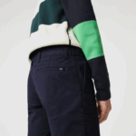 Men Lacoste V0ZN554 Navy Blue 166 Slim Fit Stretch Gabardine Shorts - Image 6