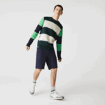 Men Lacoste V0ZN554 Navy Blue 166 Slim Fit Stretch Gabardine Shorts - Image 7