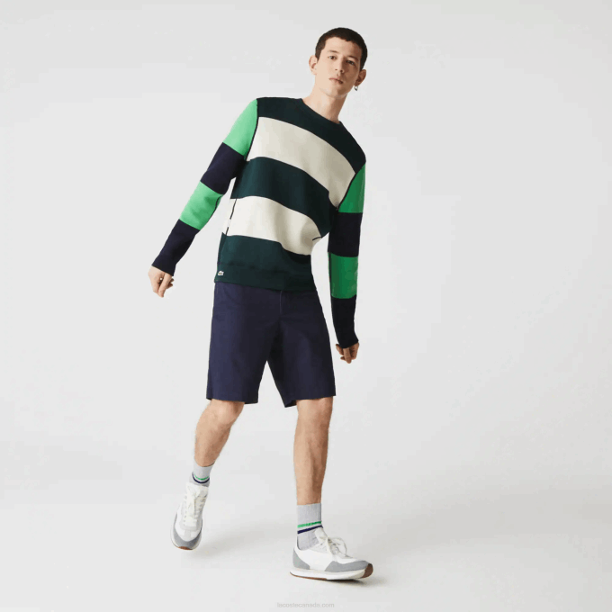 Men Lacoste V0ZN554 Navy Blue 166 Slim Fit Stretch Gabardine Shorts - Image 7