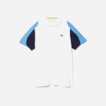 Men Lacoste V0ZN556 White Navy Blue 5YP SPORT Regular Fit Run-Resistant Pique Tennis Polo - Image 4