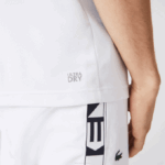 Men Lacoste V0ZN556 White Navy Blue 5YP SPORT Regular Fit Run-Resistant Pique Tennis Polo - Image 6