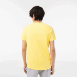 Men Lacoste V0ZN55 Yellow 107 Crew Neck Pima Cotton Jersey T-Shirt - Image 3