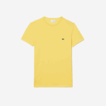 Men Lacoste V0ZN55 Yellow 107 Crew Neck Pima Cotton Jersey T-Shirt - Image 4