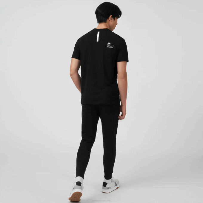 Men Lacoste V0ZN560 Black 031 Regular Fit Branded Pique T-Shirt - Image 2