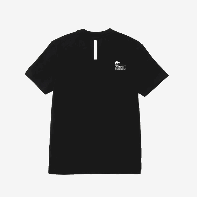 Men Lacoste V0ZN560 Black 031 Regular Fit Branded Pique T-Shirt - Image 4