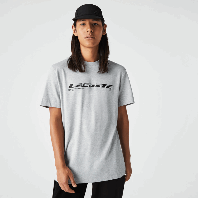 Men Lacoste V0ZN561 Grey Chine CCA Regular Fit Branded Pique T-Shirt - Image 2