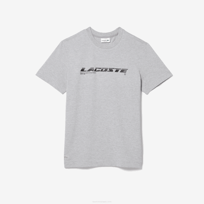 Men Lacoste V0ZN561 Grey Chine CCA Regular Fit Branded Pique T-Shirt - Image 5