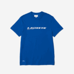 Men Lacoste V0ZN562 Blue K1Q Regular Fit Branded Pique T-Shirt - Image 4