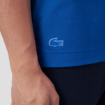 Men Lacoste V0ZN562 Blue K1Q Regular Fit Branded Pique T-Shirt - Image 5
