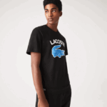 Men Lacoste V0ZN569 Black 031 Regular Fit XL Crocodile Print T-Shirt