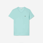 Men Lacoste V0ZN56 Mint LGF V-Neck Pima Cotton Jersey T-Shirt - Image 4