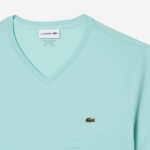 Men Lacoste V0ZN56 Mint LGF V-Neck Pima Cotton Jersey T-Shirt - Image 5