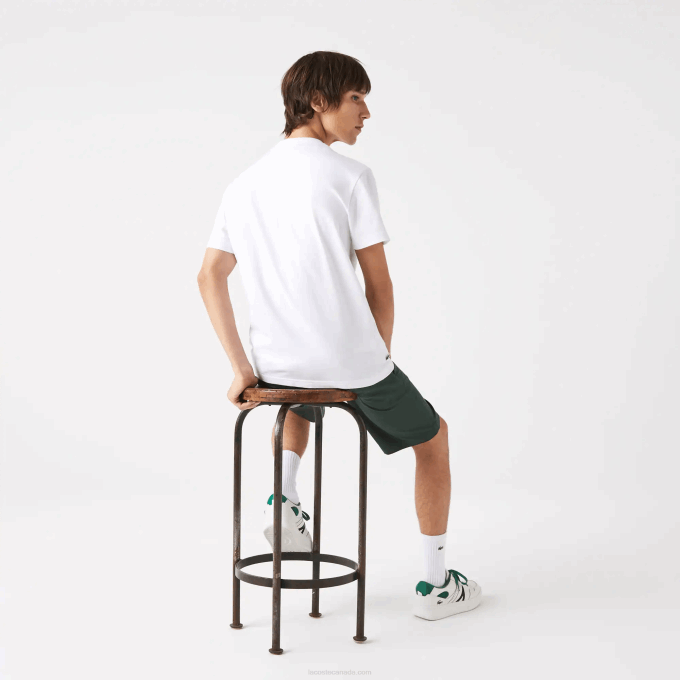 Men Lacoste V0ZN570 White 001 Regular Fit XL Crocodile Print T-Shirt - Image 3