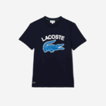 Men Lacoste V0ZN571 Navy Blue 166 Regular Fit XL Crocodile Print T-Shirt - Image 3