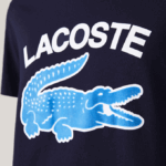 Men Lacoste V0ZN571 Navy Blue 166 Regular Fit XL Crocodile Print T-Shirt - Image 4