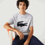 Men Lacoste V0ZN572 Grey Chine CCA Regular Fit XL Crocodile Print T-Shirt
