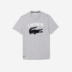 Men Lacoste V0ZN572 Grey Chine CCA Regular Fit XL Crocodile Print T-Shirt - Image 5