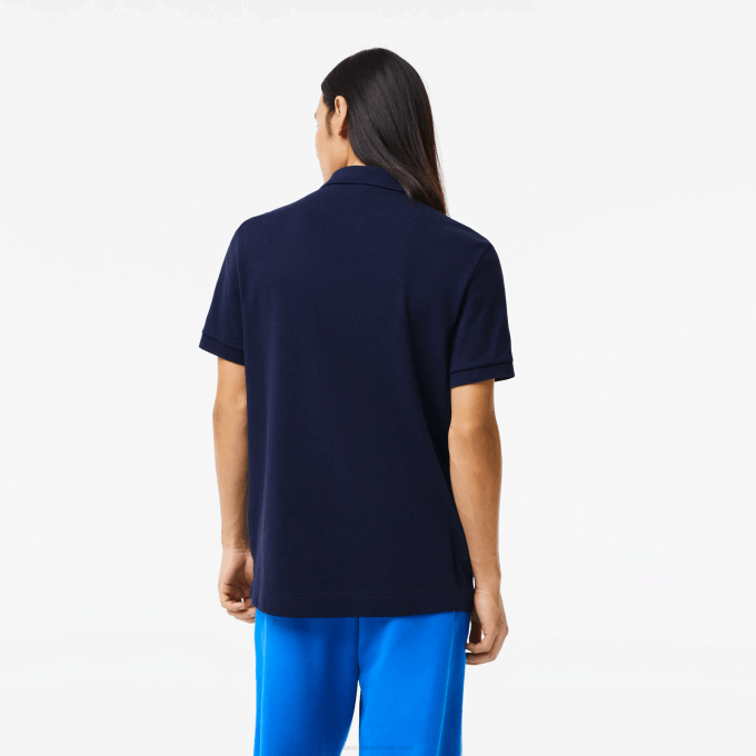 Men Lacoste V0ZN573 Navy Blue 166 Organic Cotton Pique Polo - Image 3