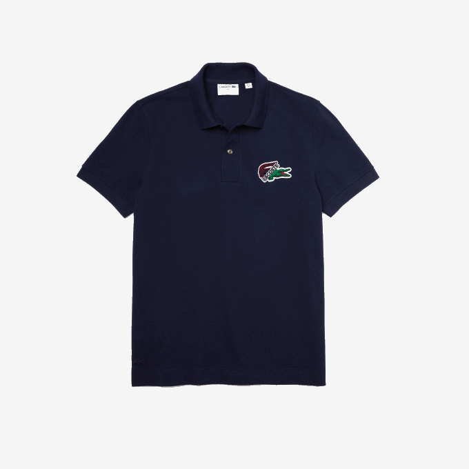 Men Lacoste V0ZN573 Navy Blue 166 Organic Cotton Pique Polo - Image 4