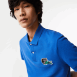Men Lacoste V0ZN574 Blue K1Q Organic Cotton Pique Polo
