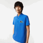 Men Lacoste V0ZN574 Blue K1Q Organic Cotton Pique Polo - Image 4