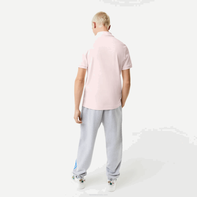 Men Lacoste V0ZN576 Light Pink T03 Organic Cotton Pique Polo - Image 3