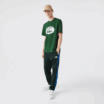 Men Lacoste V0ZN577 Green 132 Regular Fit Branded Monogram Print T-Shirt - Image 2