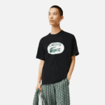 Men Lacoste V0ZN578 Black 031 Regular Fit Branded Monogram Print T-Shirt