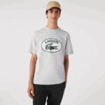 Men Lacoste V0ZN579 Grey Chine CCA Regular Fit Branded Monogram Print T-Shirt