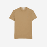 Men Lacoste V0ZN57 Beige CB8 Crew Neck Pima Cotton Jersey T-Shirt - Image 4