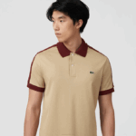 Men Lacoste V0ZN580 Beige 02S Classic Fit Contrast Collar Polo - Image 2