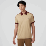 Men Lacoste V0ZN580 Beige 02S Classic Fit Contrast Collar Polo