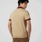 Men Lacoste V0ZN580 Beige 02S Classic Fit Contrast Collar Polo - Image 3
